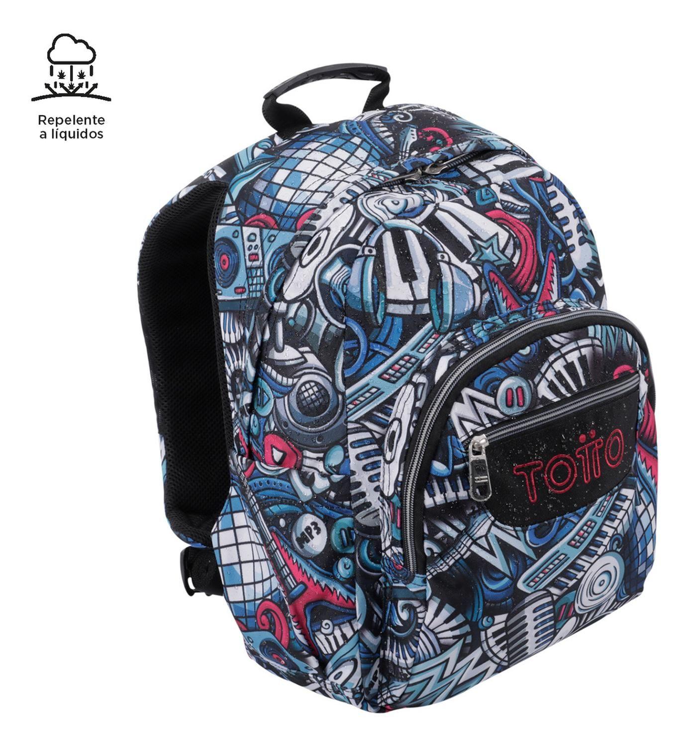 Mochila Escolar Totto Gommas Rpet Negro Musika-6