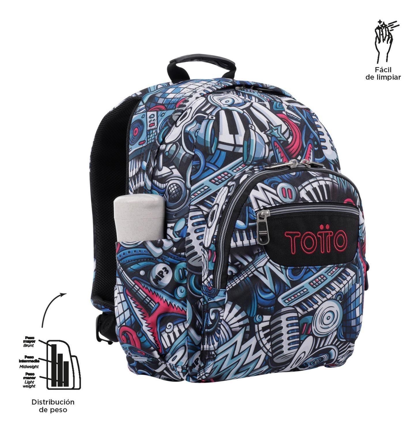 Mochila Escolar Totto Gommas Rpet Negro Musika-7