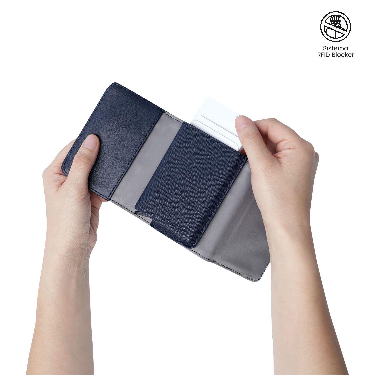 Billetera Totto Hombre Saffiano Sob con RFID Blocker Azul-2