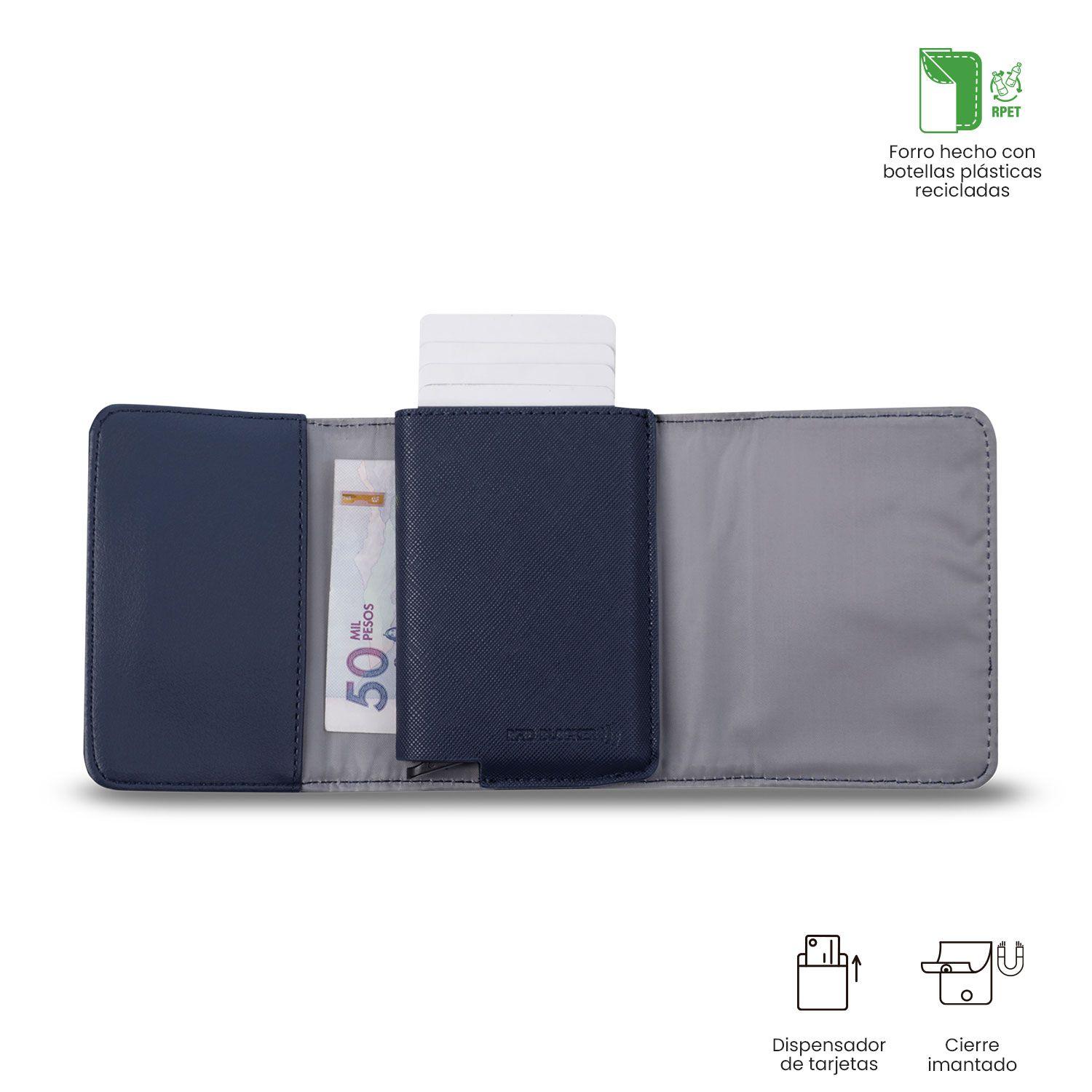 Billetera Totto Hombre Saffiano Sob con RFID Blocker Azul-3