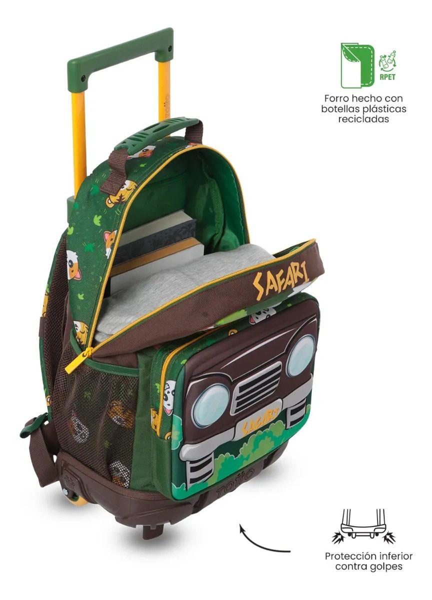 Combo Escolar Mochila Con Ruedas + Libro Colorear Safari-4