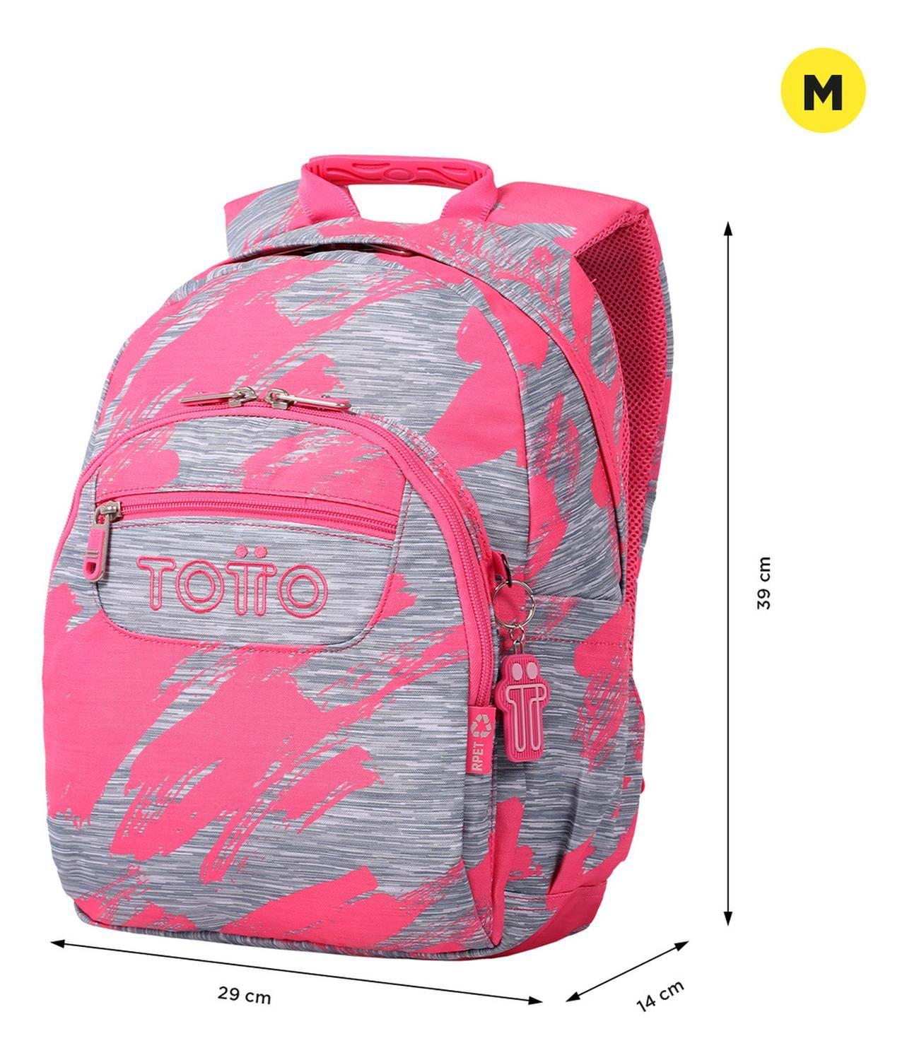 Mochila Escolar Totto Gommas Rpet Rosado Dina-2