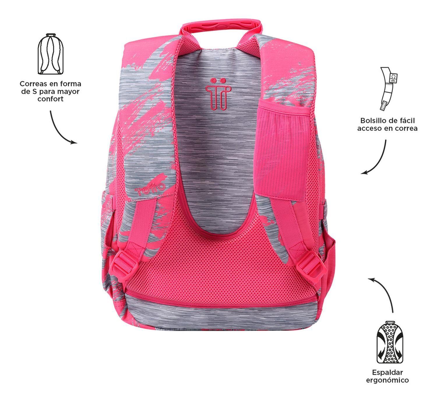 Mochila Escolar Totto Gommas Rpet Rosado Dina-3