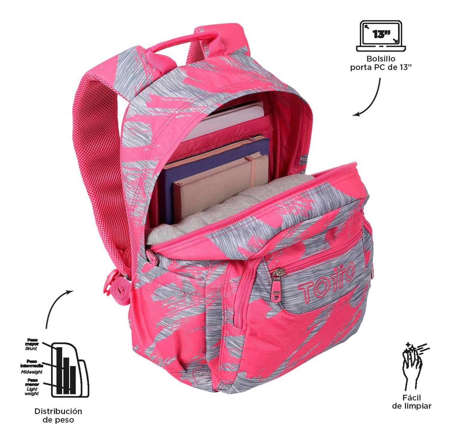 Mochila Escolar Totto Gommas Rpet Rosado Dina-4