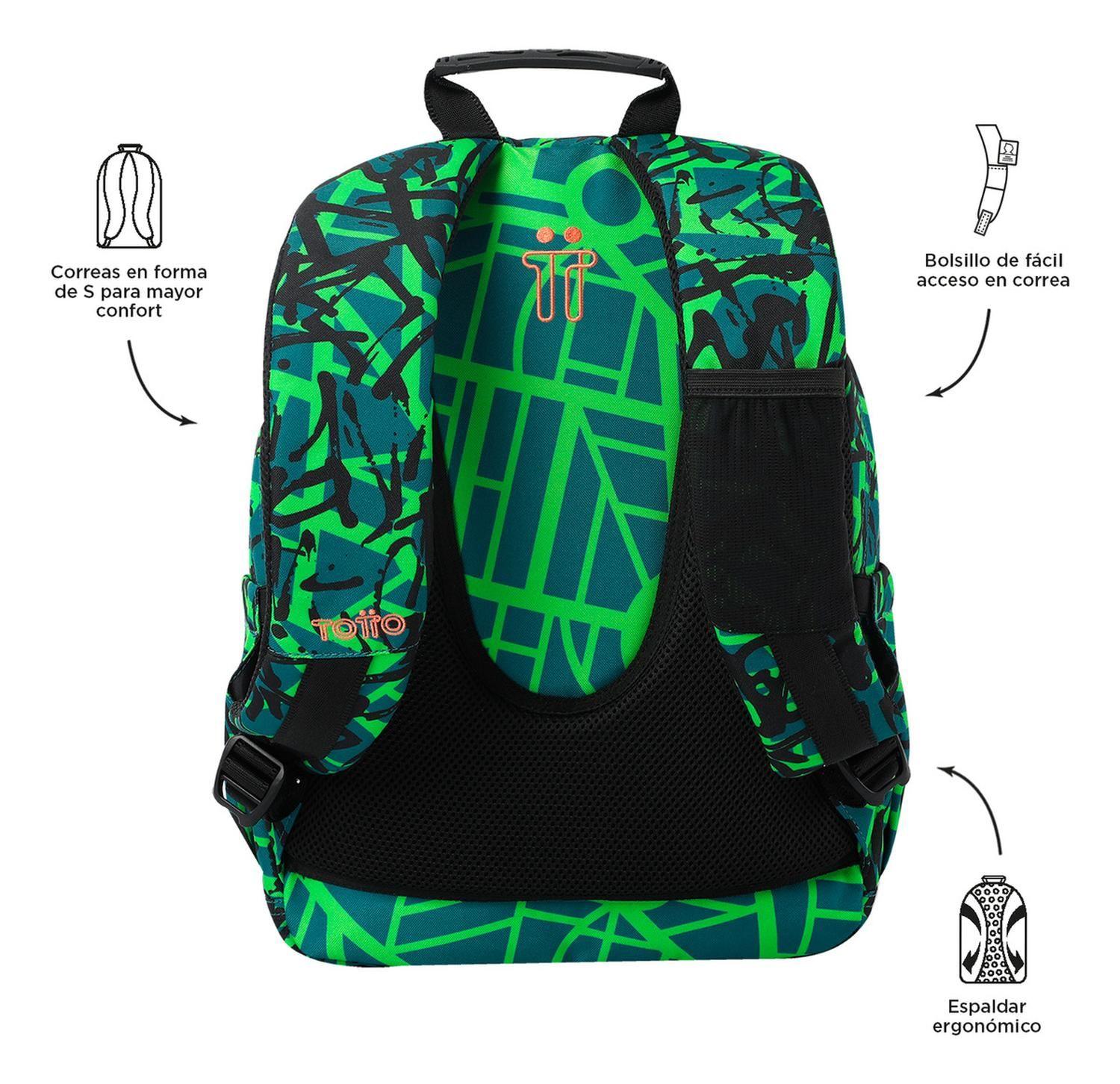 Mochila Escolar Totto Gommas Rpet Verde Linet-3