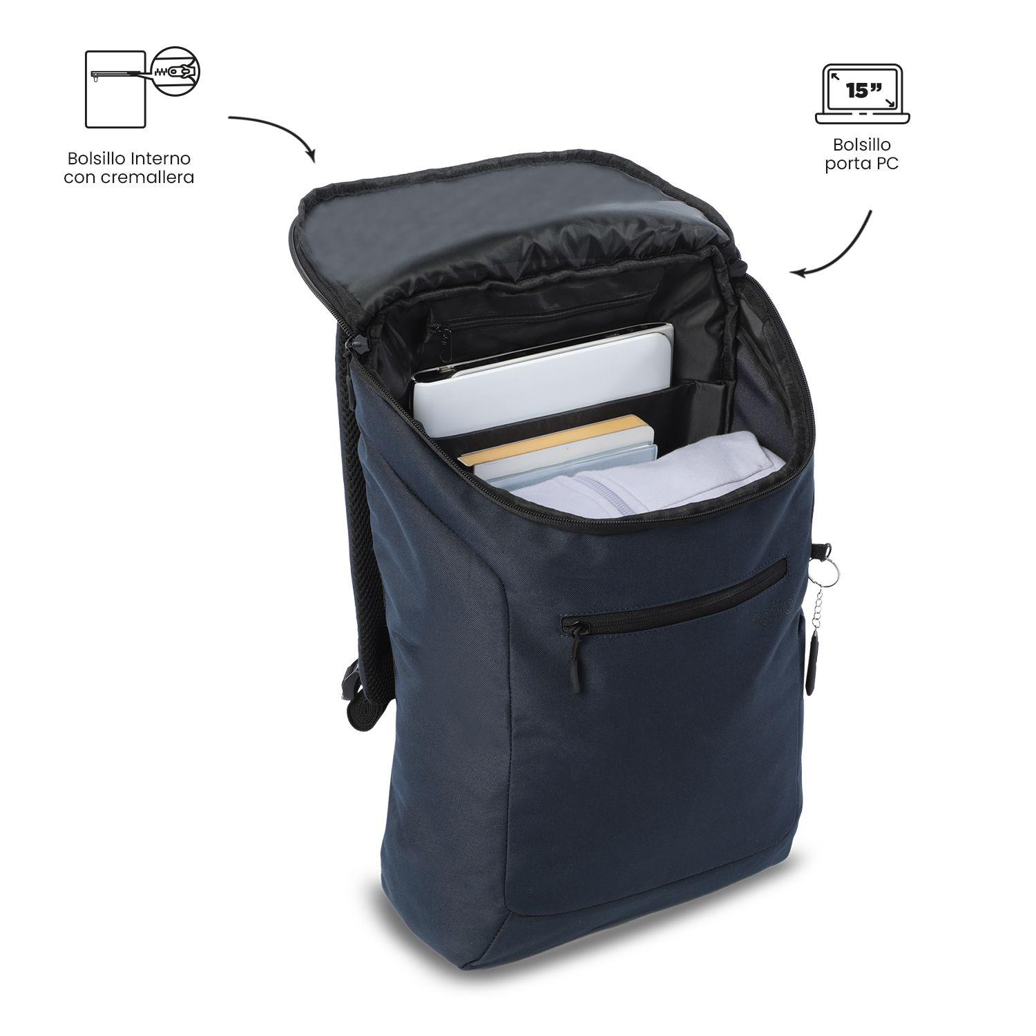 Mochila Ejecutivo Porta PC 15" Rap Azul Hombre-4
