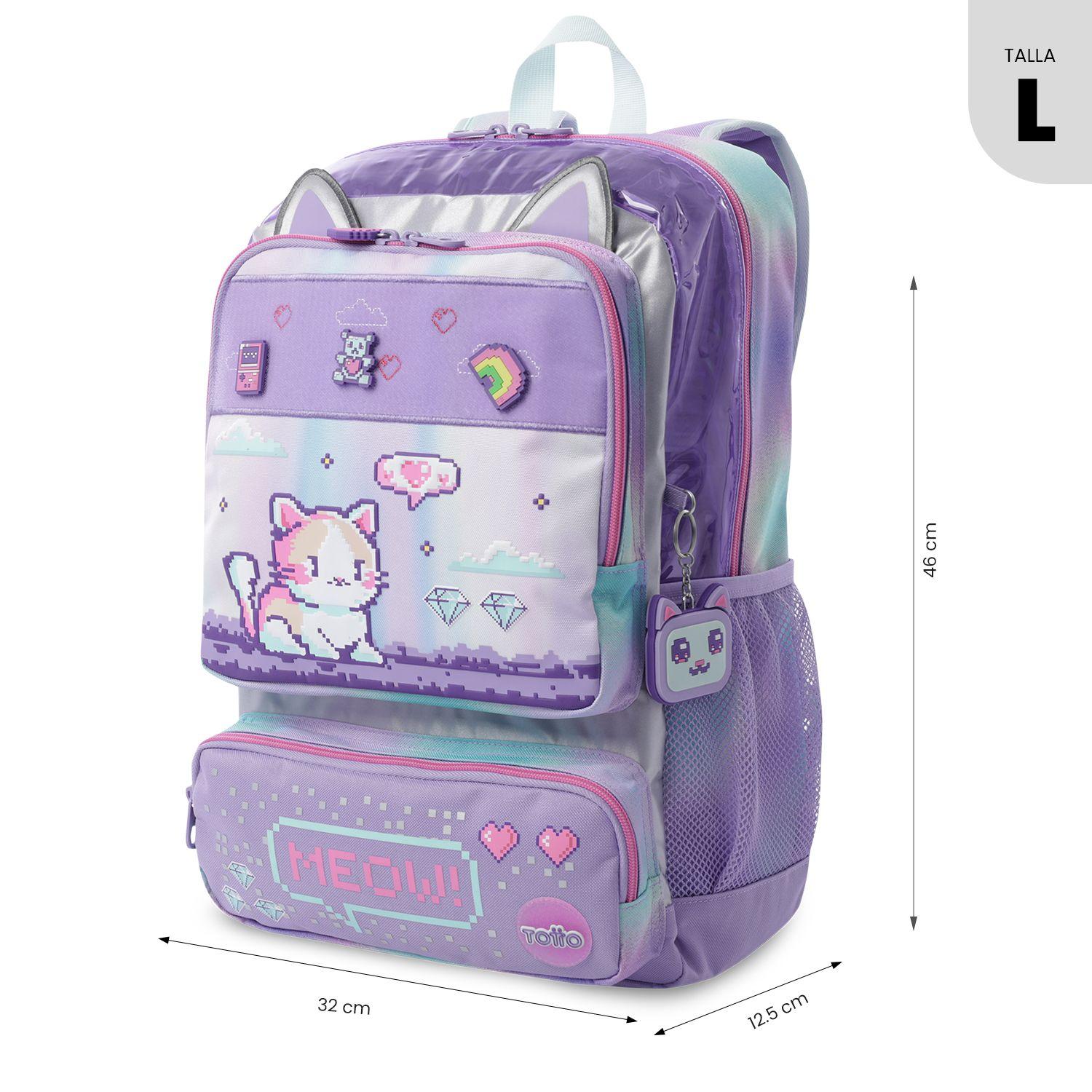 Mochila Niña Andy Cat Grande Morada Totto-2
