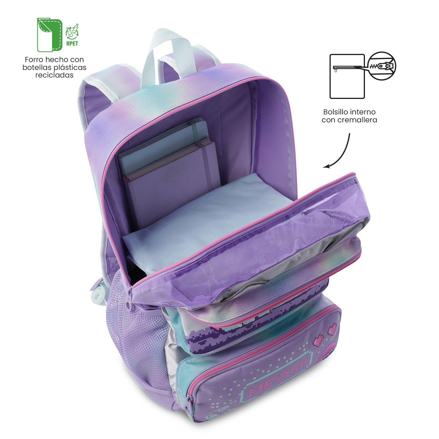 Mochila Niña Andy Cat Grande Morada Totto-4