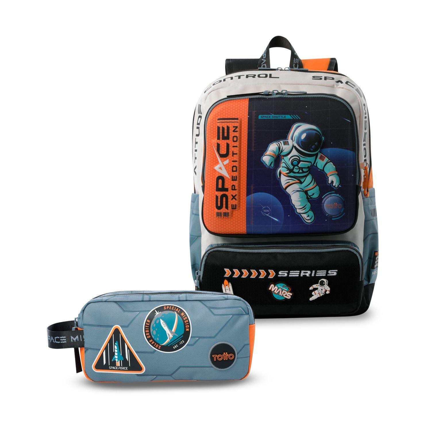 Pack Escolar Mochila Gris Mediana Gemini + Accesorio Multiuso Totto-0