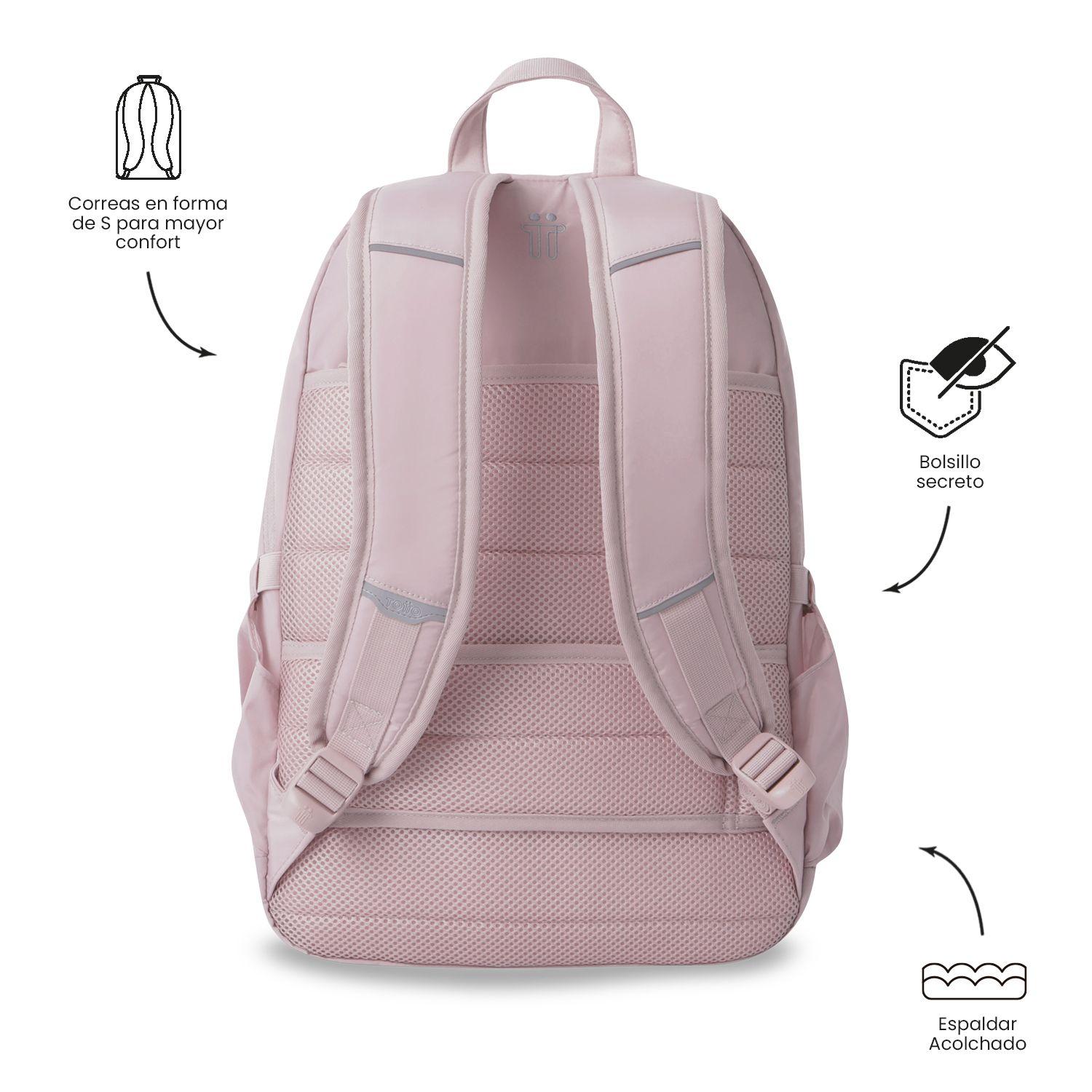 Mochila Universitario Plaine 2.0 Porta PC 14" Rosado Mujer-3