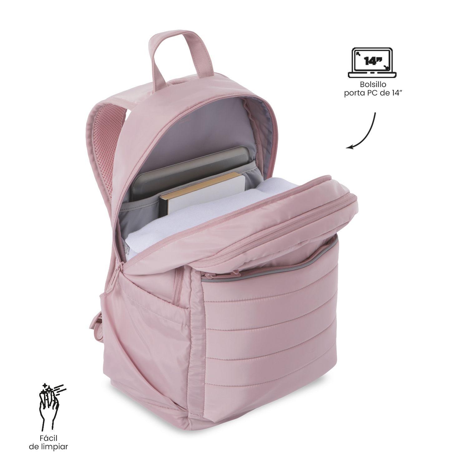 Mochila Universitario Plaine 2.0 Porta PC 14" Rosado Mujer-4