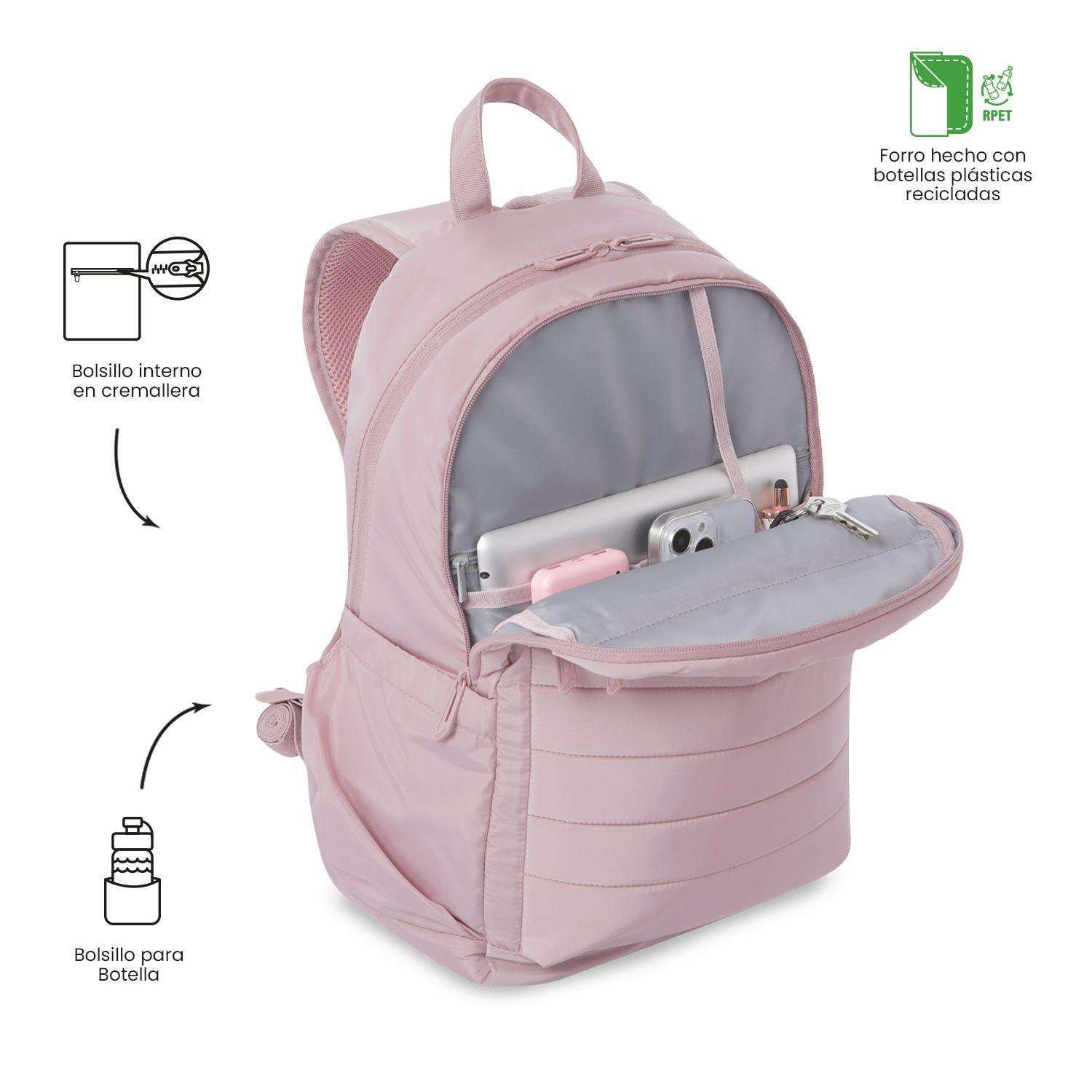 Mochila Universitario Plaine 2.0 Porta PC 14" Rosado Mujer-5