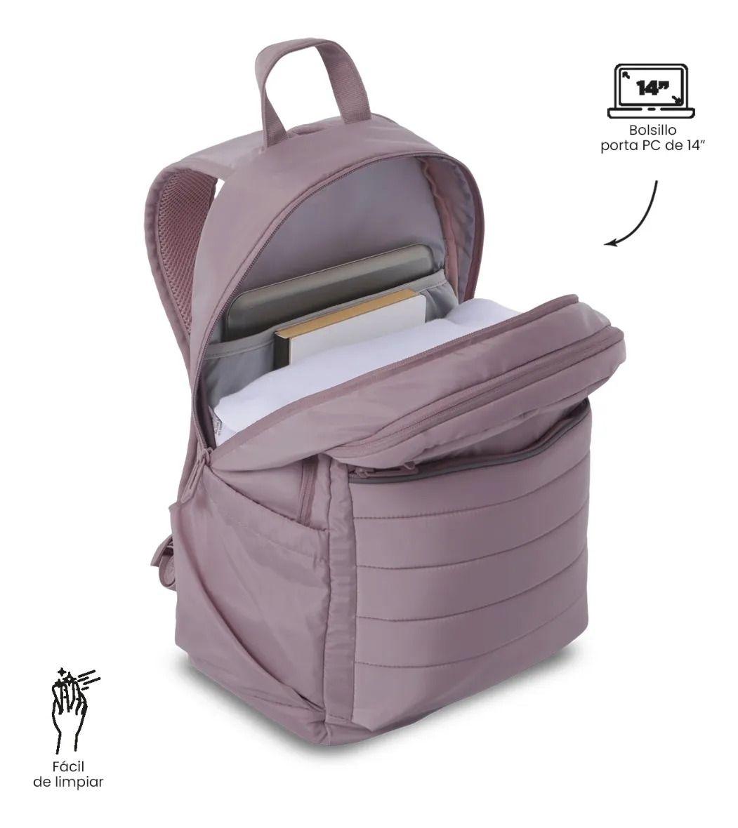 Mochila Universitario Plaine 2.0 Porta Pc 14  Rosado Mujer-4