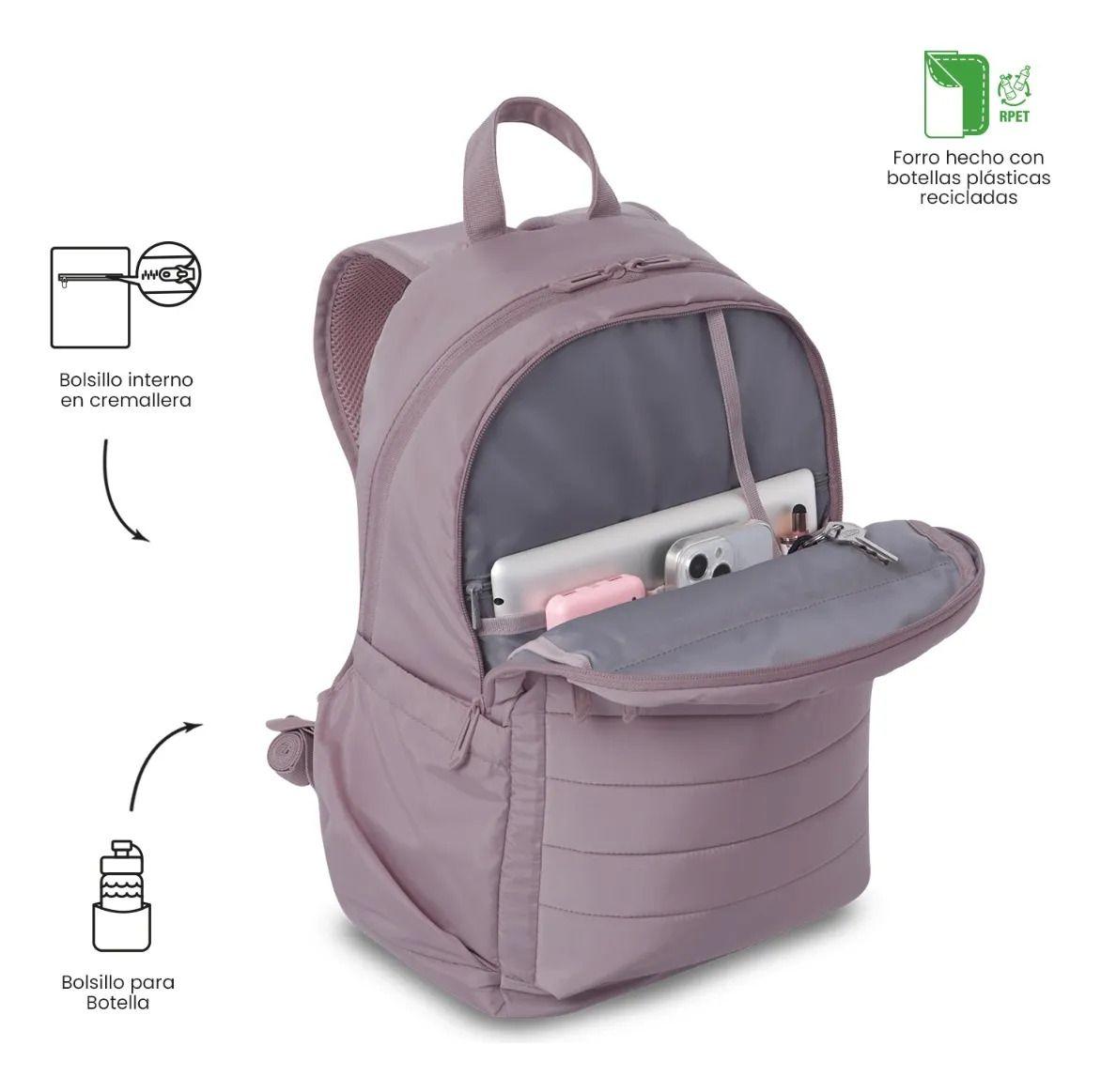Mochila Universitario Plaine 2.0 Porta Pc 14  Rosado Mujer-5