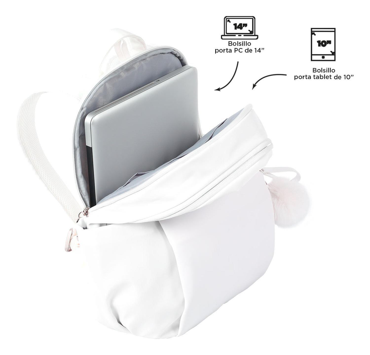 Mochila Ejecutiva Mujer Totto Adelaide 1 2.0 Bright White-4