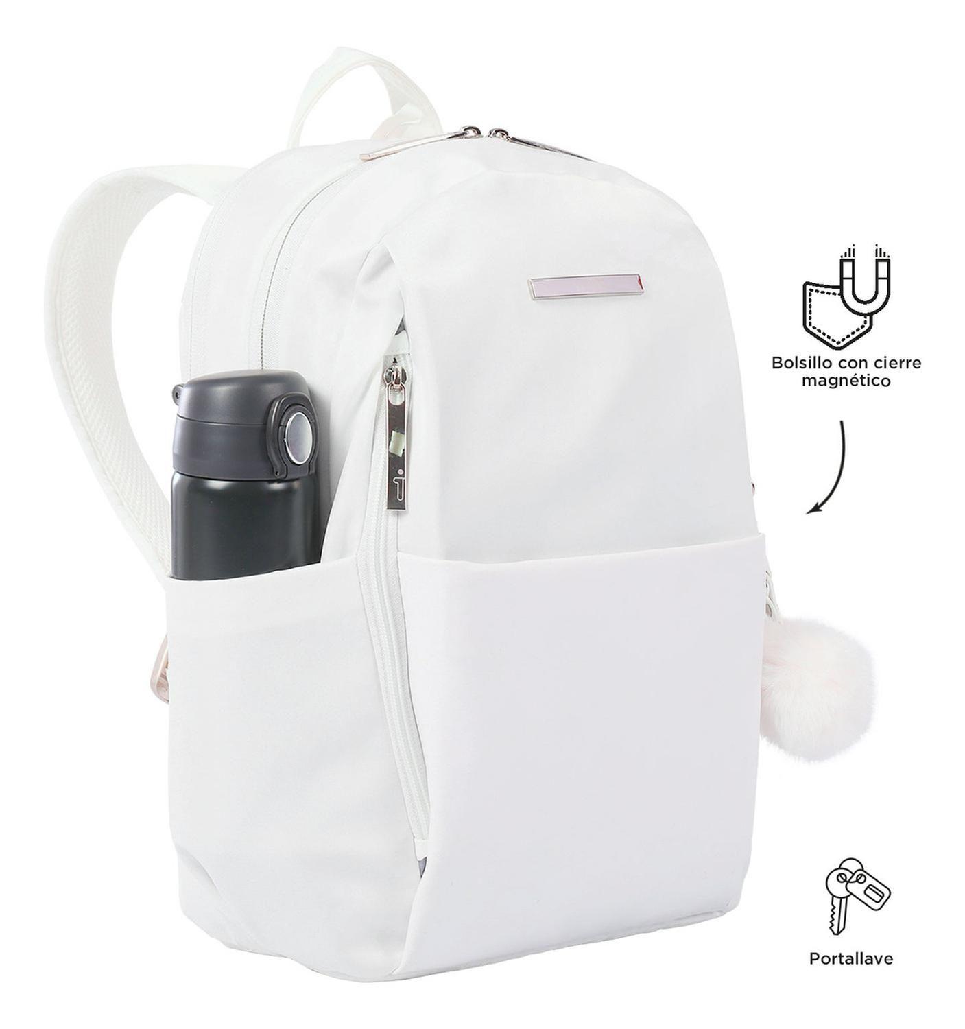Mochila Ejecutiva Mujer Totto Adelaide 1 2.0 Bright White-5