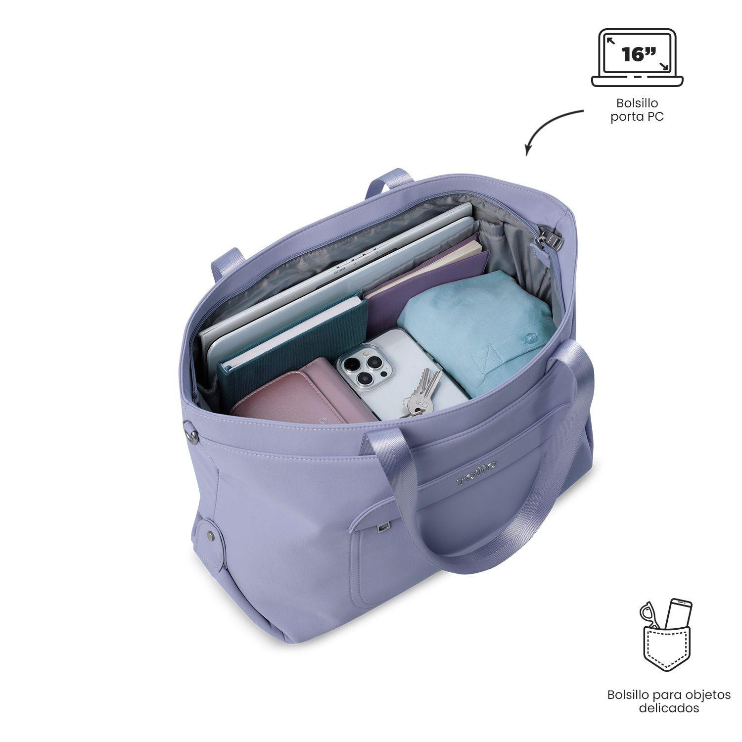 Cartera Tote Bag Mujer Madrid Notebook 16" Morada Totto-4