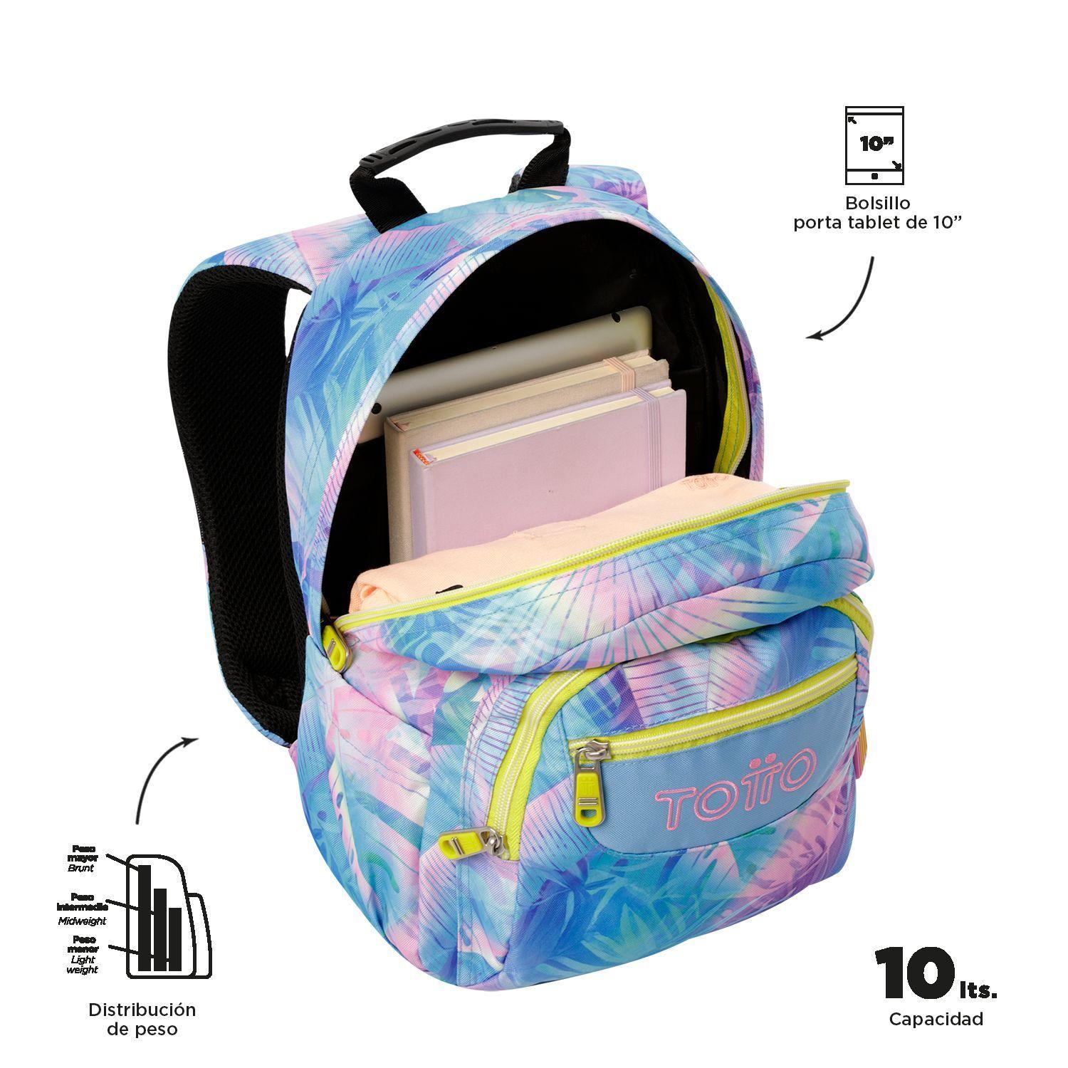 Mochila Escolar Para Niña Notebook 10" Tempera Azul Totto-2