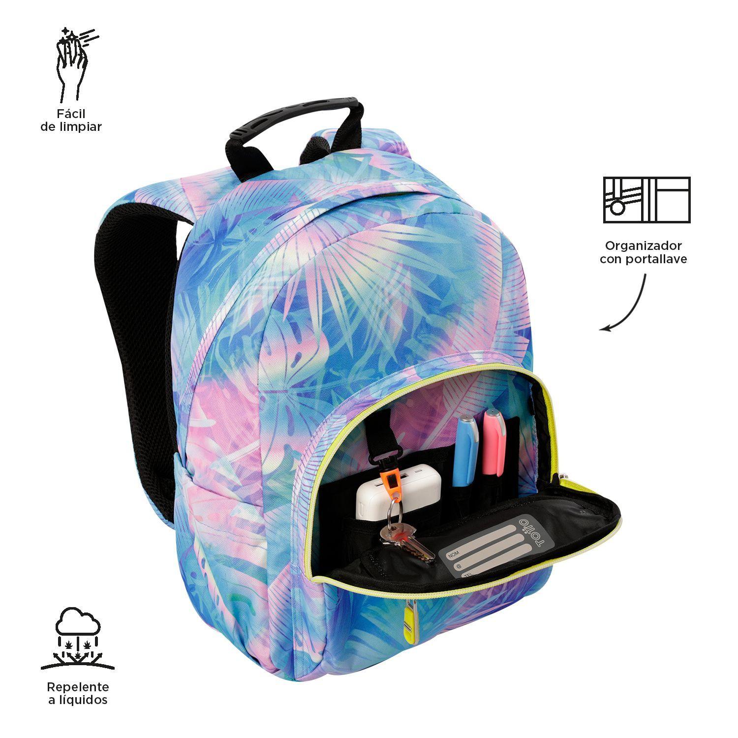 Mochila Escolar Para Niña Notebook 10" Tempera Azul Totto-3