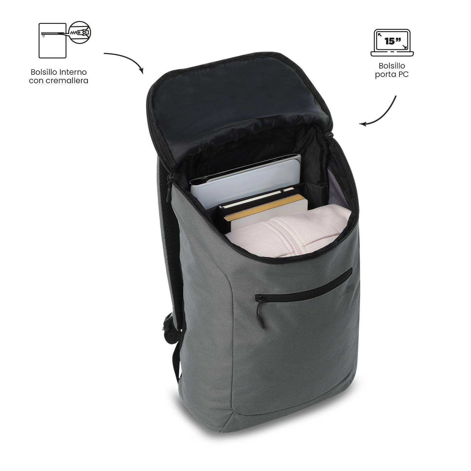 Mochila Ejecutivo Porta PC 15" Rap Gris Hombre-4