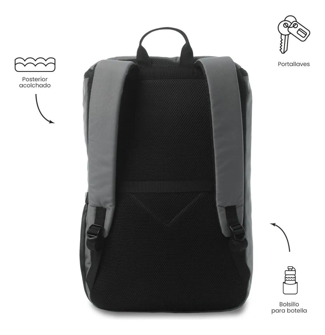 Mochila Ejecutivo Porta Pc 15  Rap Gris Hombre-3