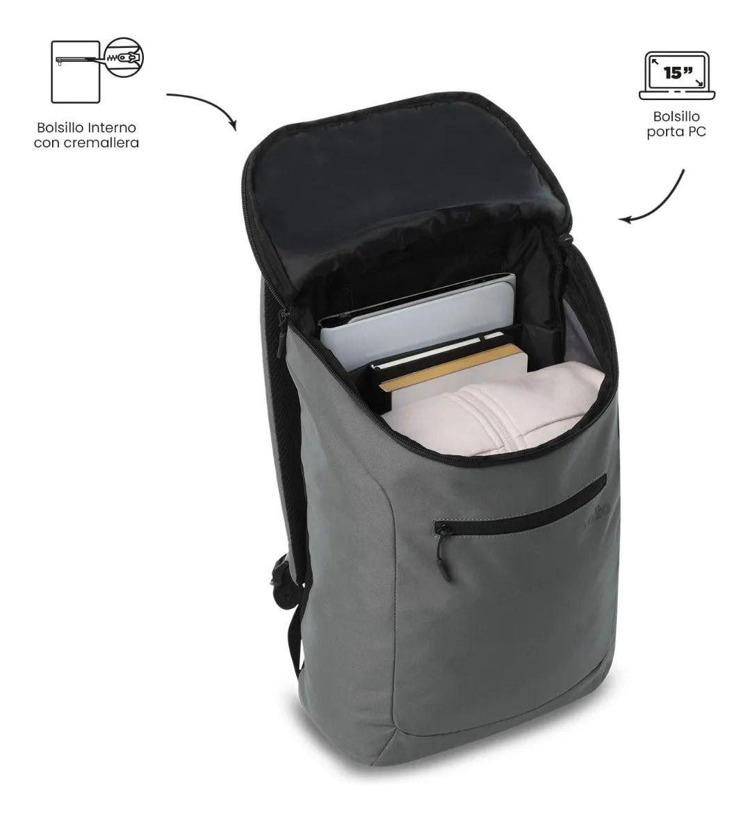 Mochila Ejecutivo Porta Pc 15  Rap Gris Hombre-4