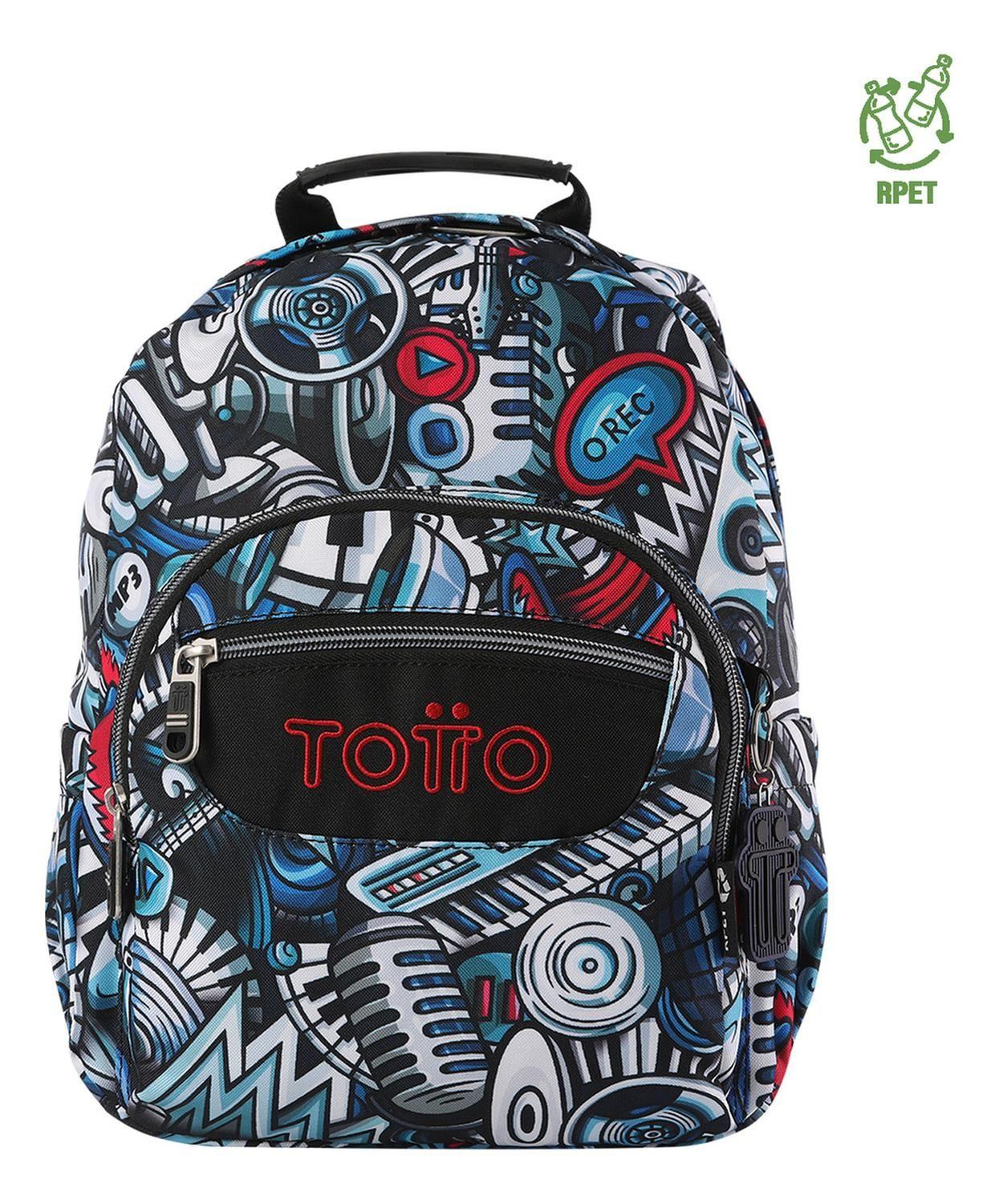 Mochila Escolar Totto Tempera Rpet Negro Musika-0