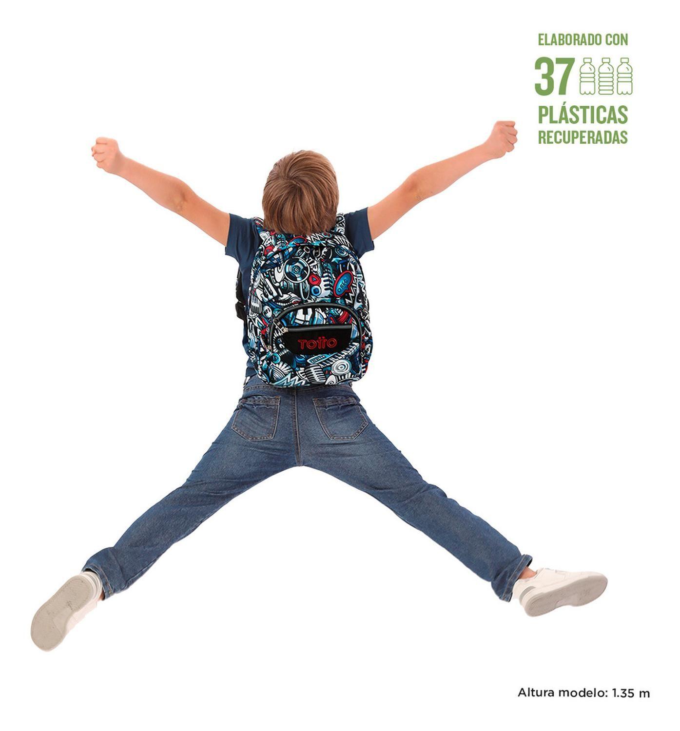 Mochila Escolar Totto Tempera Rpet Negro Musika-1