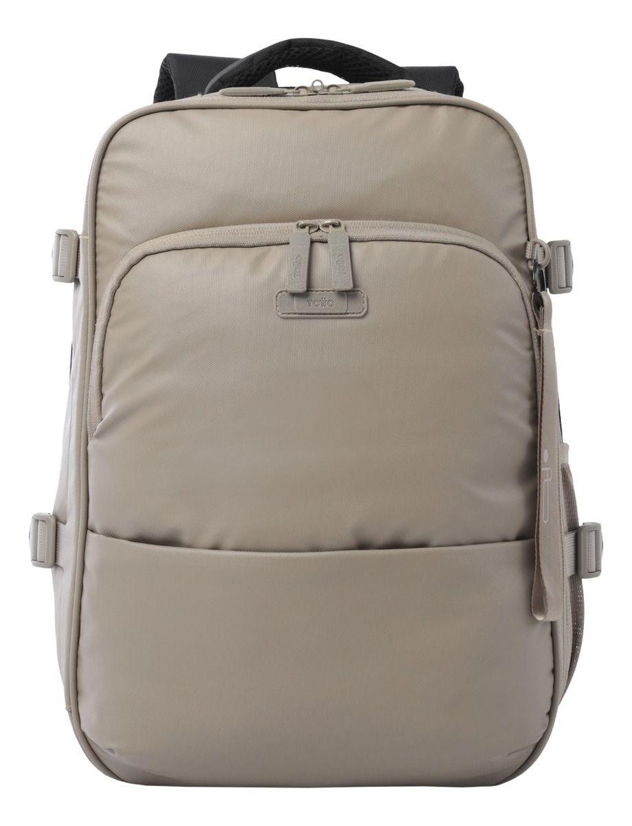 Mochila Totto City M Beige Viaje Cabina Notebook 16"-0