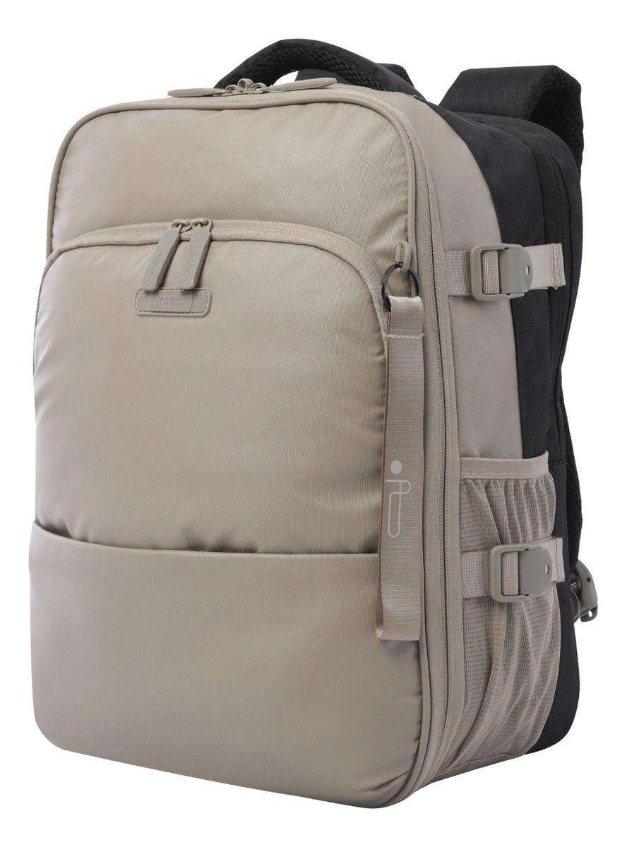 Mochila Totto City M Beige Viaje Cabina Notebook 16"-1
