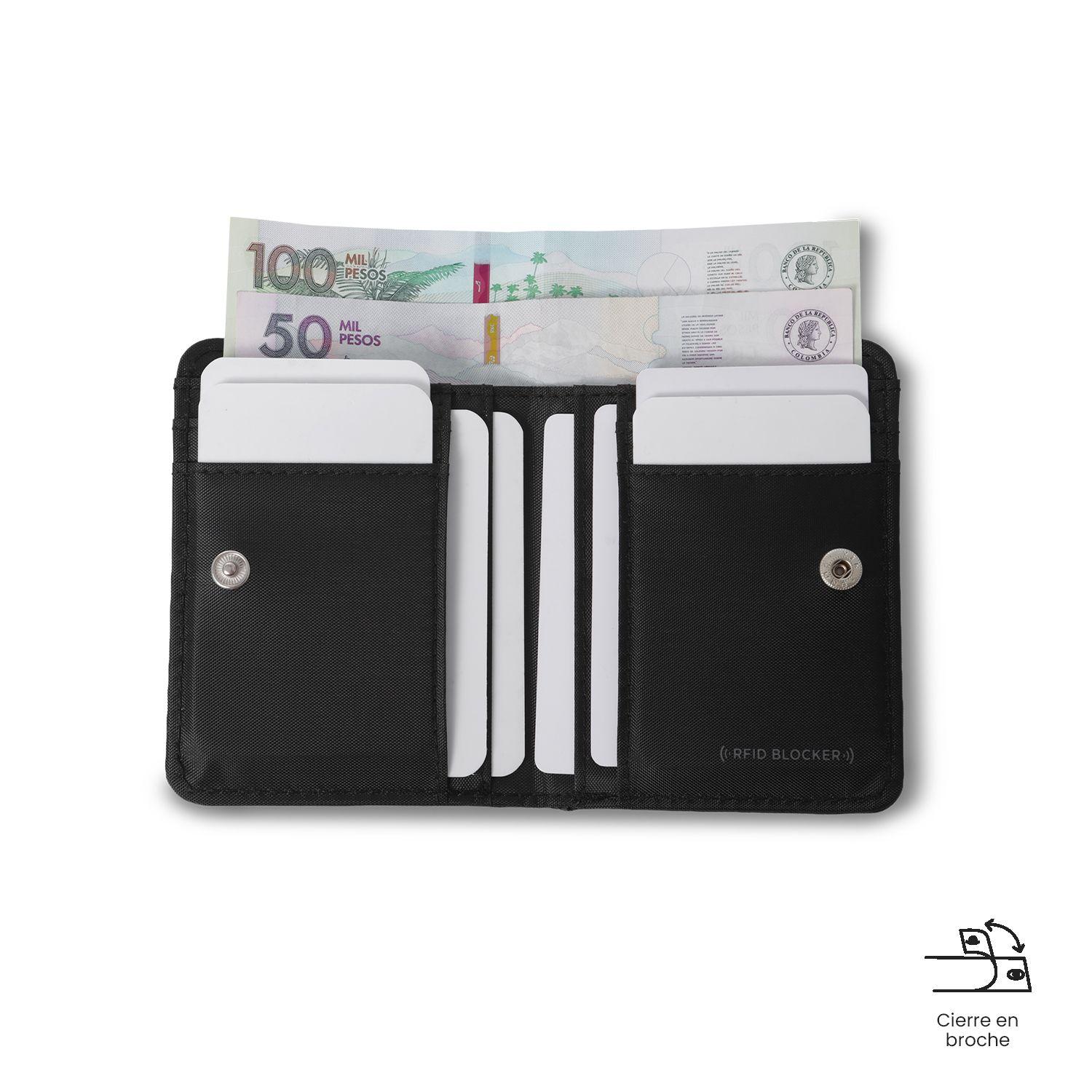 Billetera Mujer Texture Pequeña con RFID Blocker Negra -3