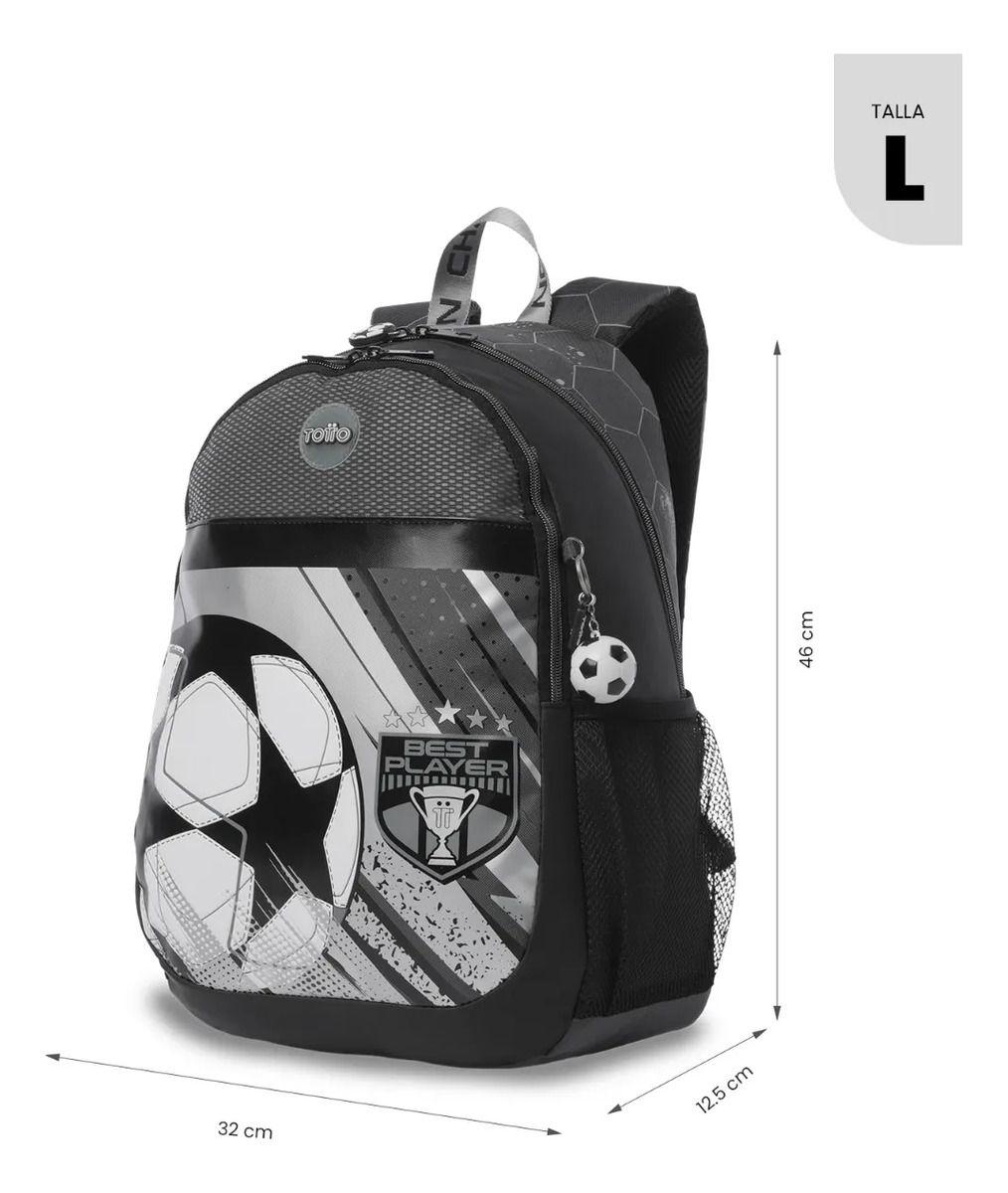 Mochila Escolar Totto Para Niño Champion Grande  Gris-2