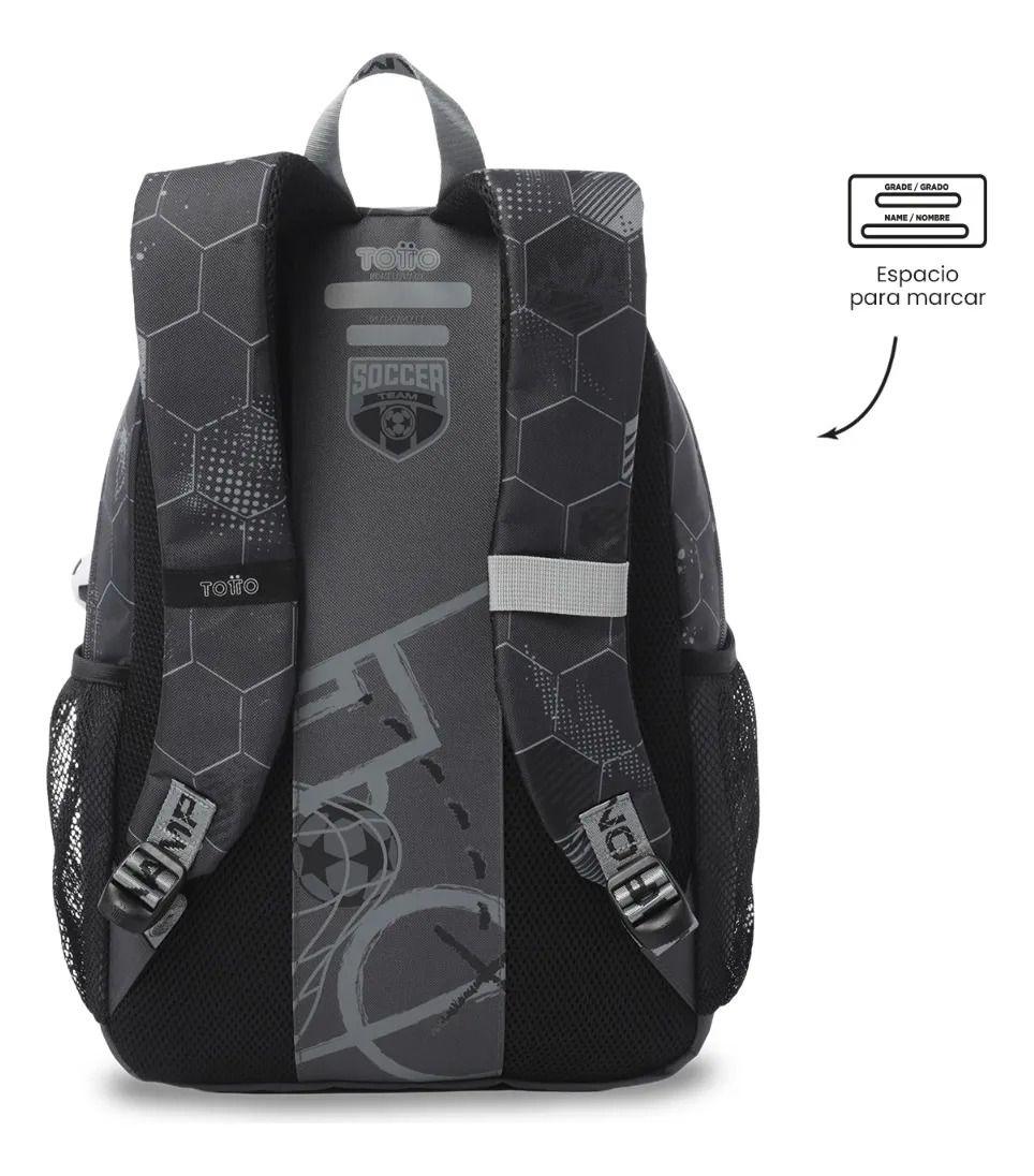 Mochila Escolar Totto Para Niño Champion Grande  Gris-3