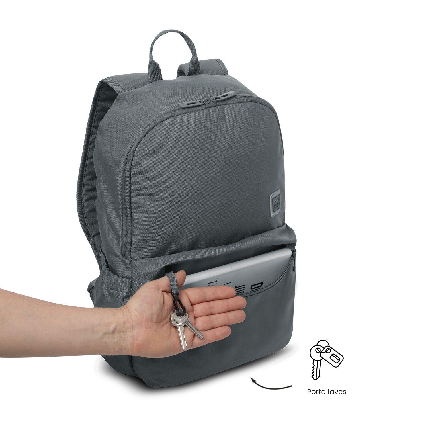 Mochila Universitaria Dragonar Porta Notebook 15" Gris-4