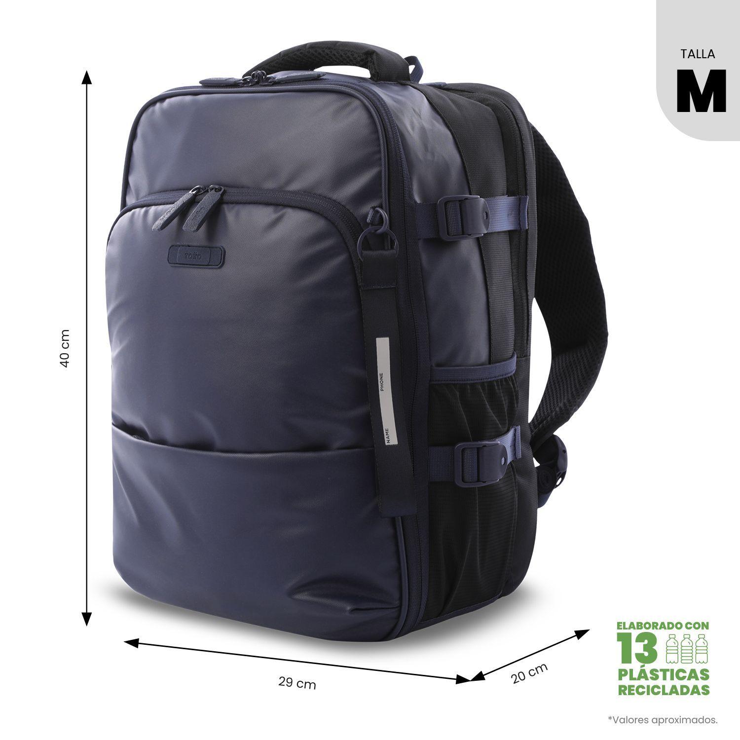 Pack Mochila de viaje Trip Azul + Portapasaporte Totto-2