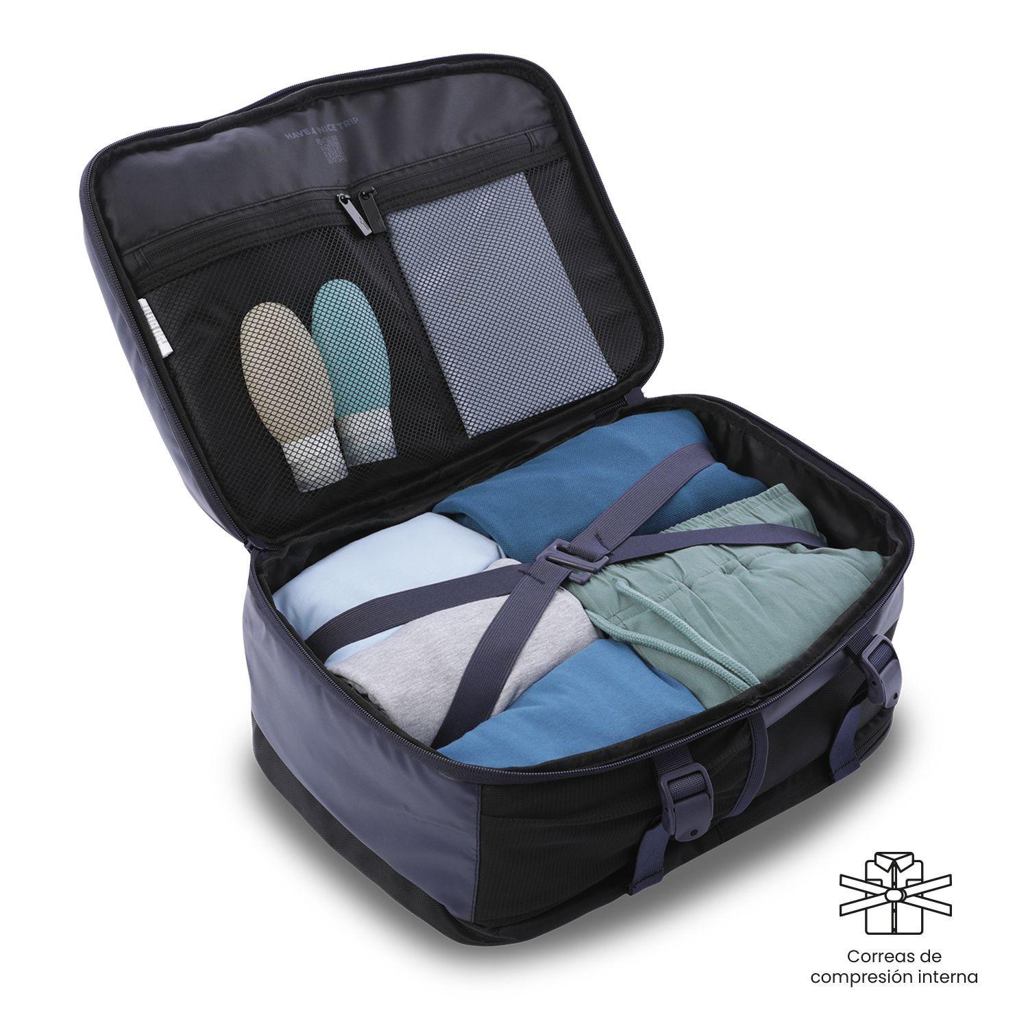 Pack Mochila de viaje Trip Azul + Portapasaporte Totto-3