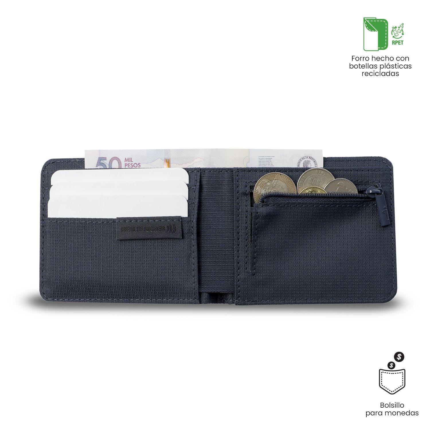 Billetera Hombre Falangero con RFID Blocker Azul -3