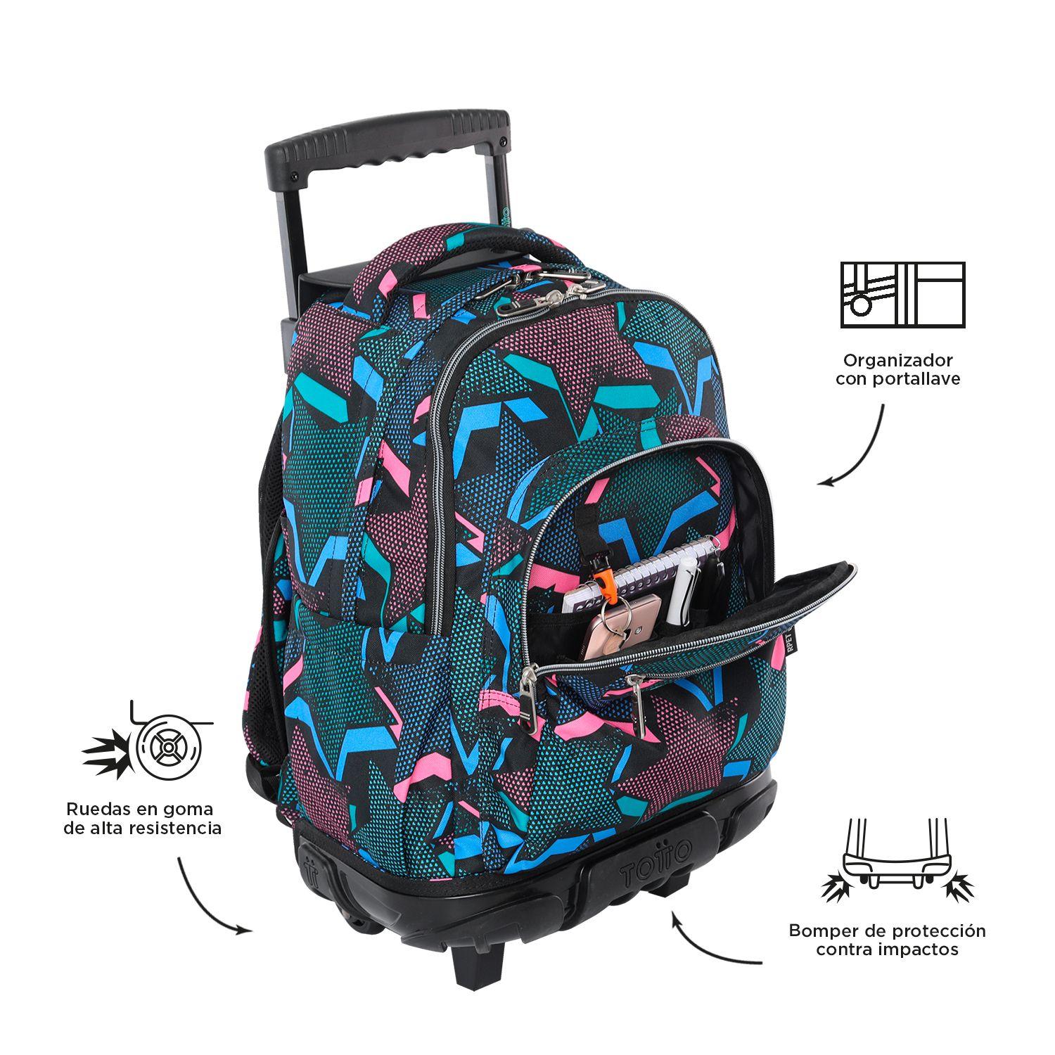Mochila Con Ruedas Niña Bomper Renglon Negro Lety Black-5