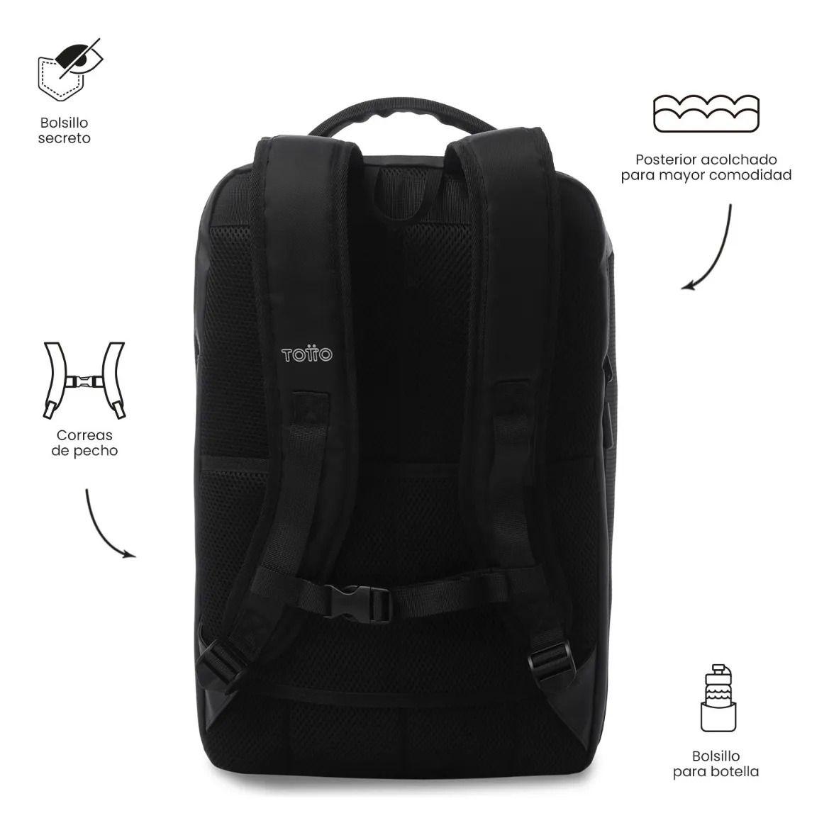 Mochila Ejecutivo Porta Pc 15  Tork Negro Hombre-3