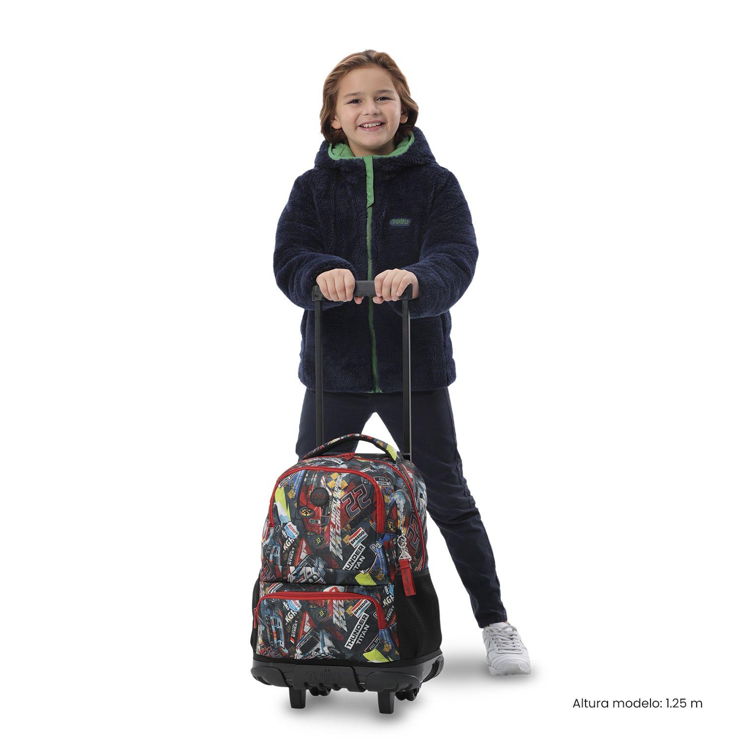 Mochila para Niño con ruedas Skl Grande Rojo-1