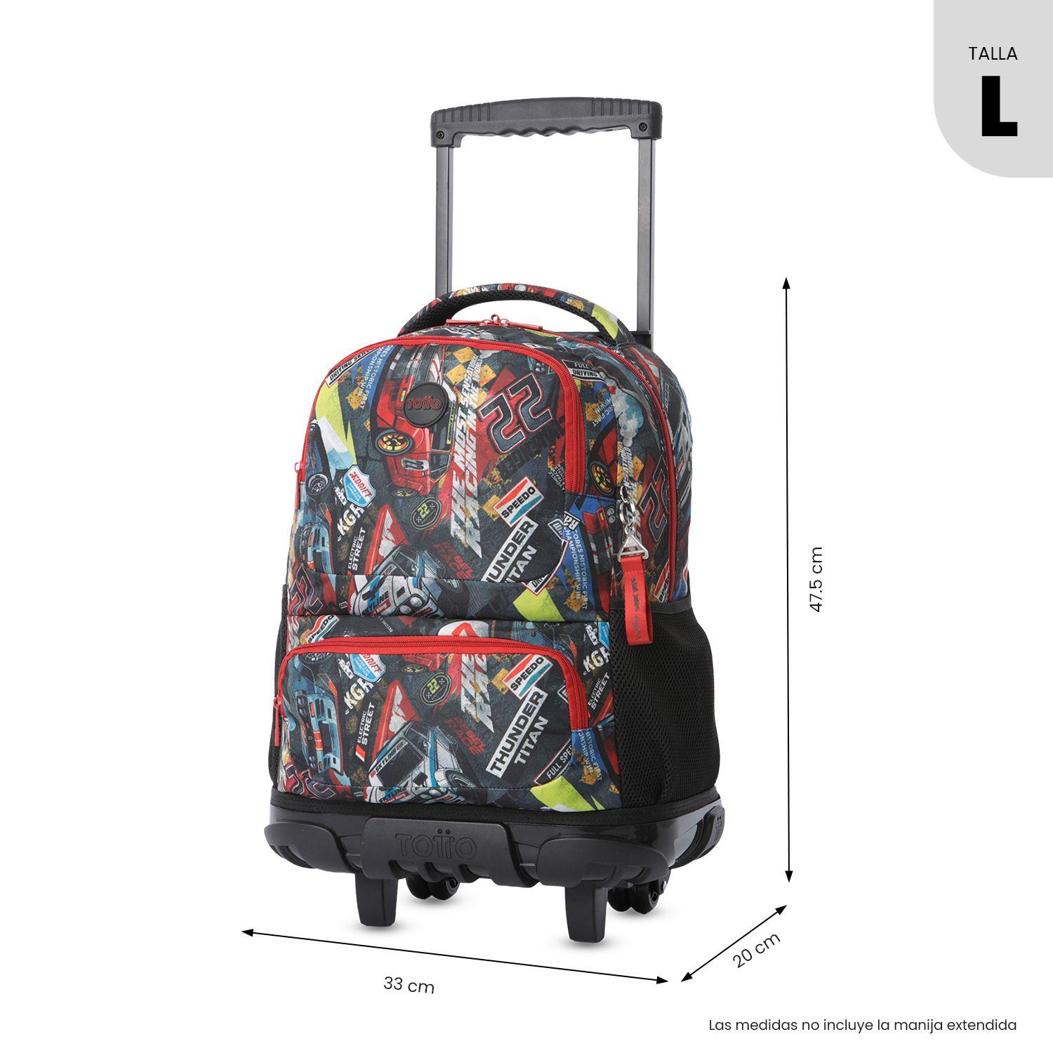 Mochila para Niño con ruedas Skl Grande Rojo-2