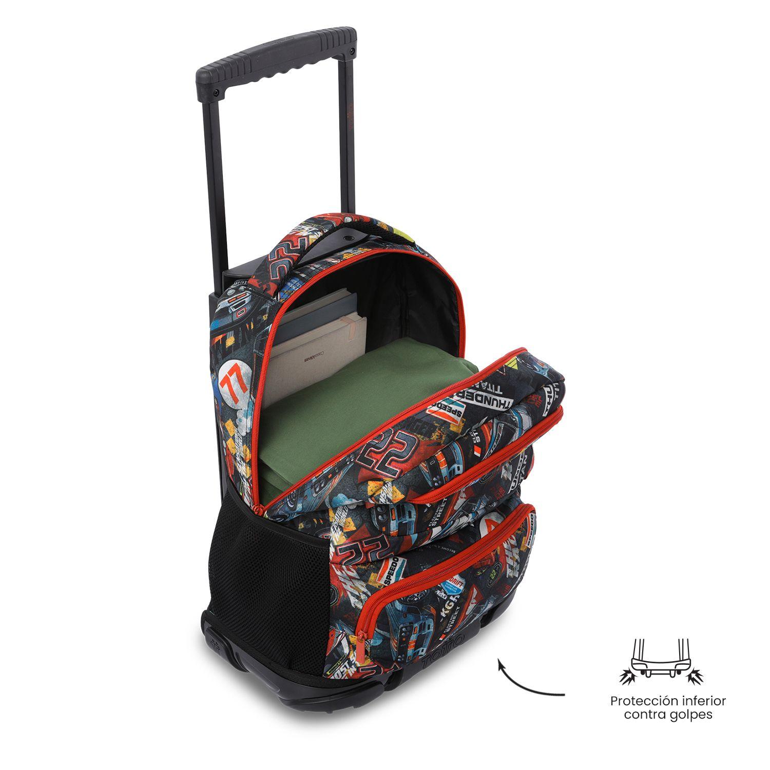 Mochila para Niño con ruedas Skl Grande Rojo-4
