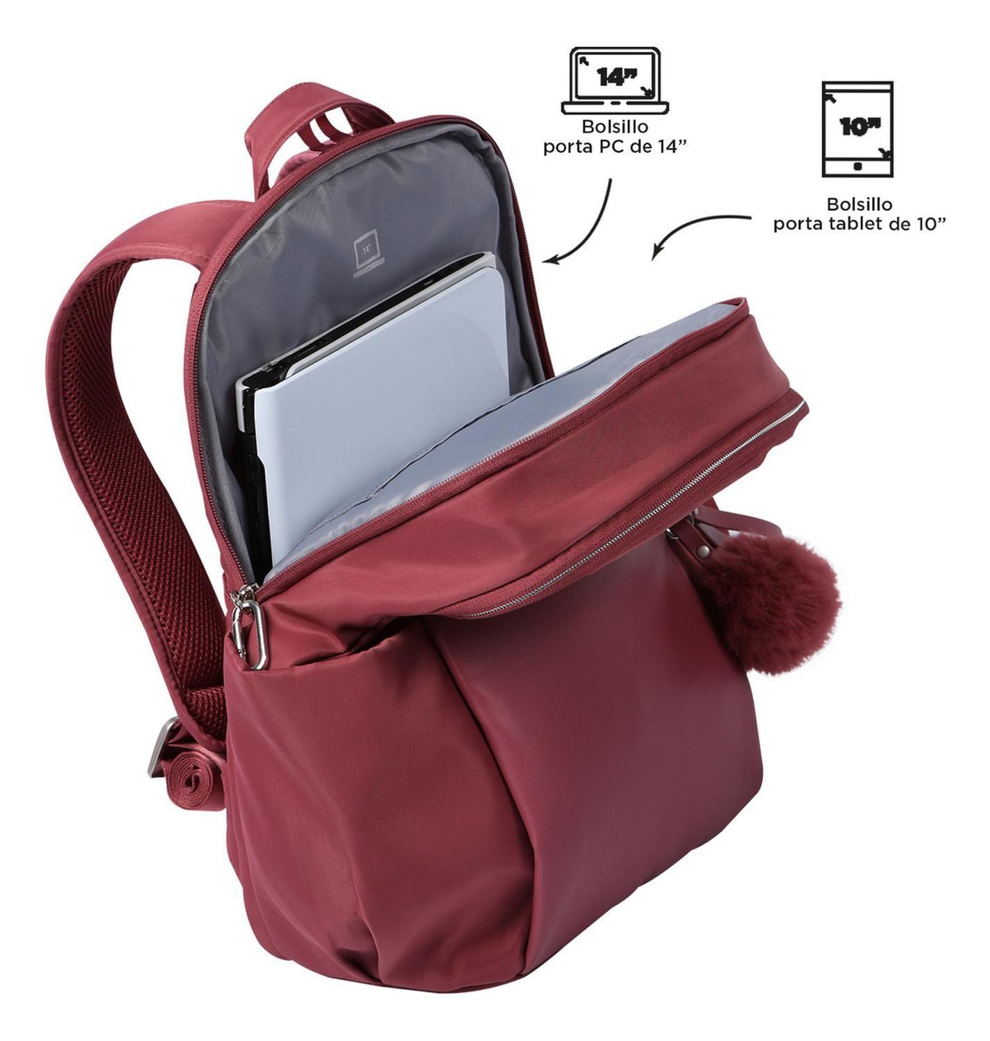 Mochila Ejecutiva Mujer Totto Adelaide 1 2.0 Deco Rose-3