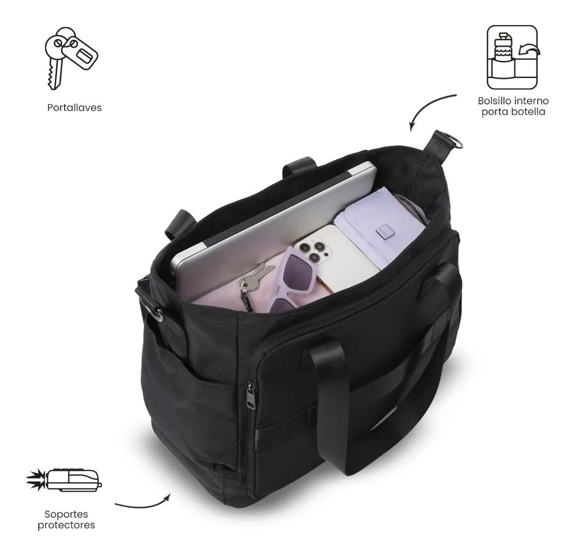 Bolso Para Mujer Maxi Tote Grande Porta Pc 16  Negro-5