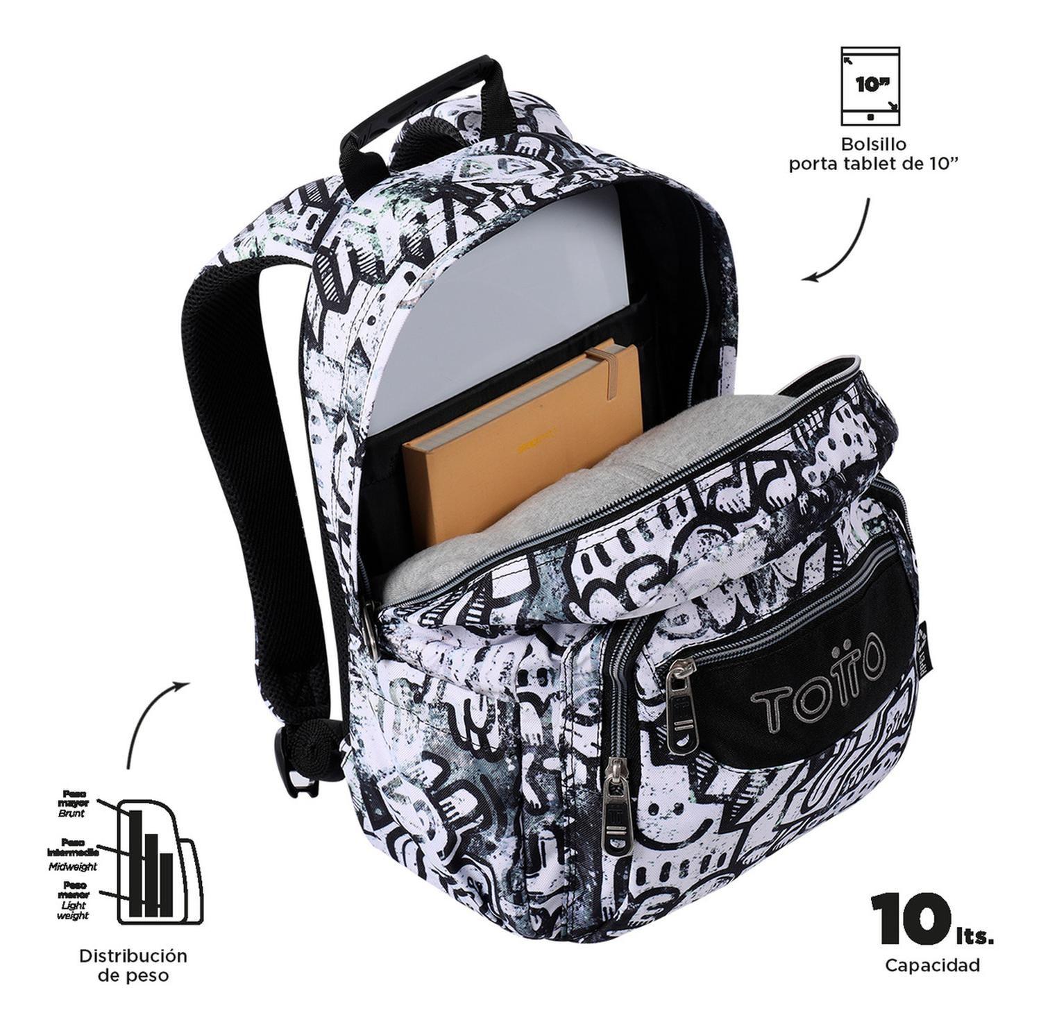 Mochila Escolar Totto Tempera Rpet Blanco Klin-4