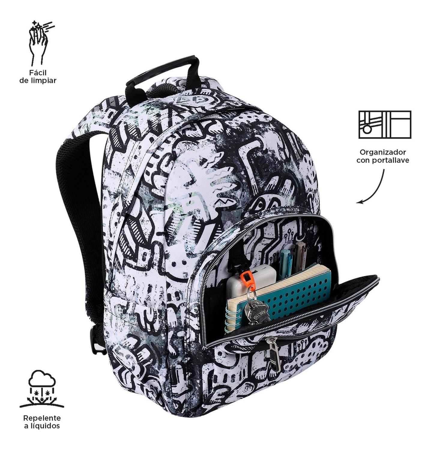 Mochila Escolar Totto Tempera Rpet Blanco Klin-5