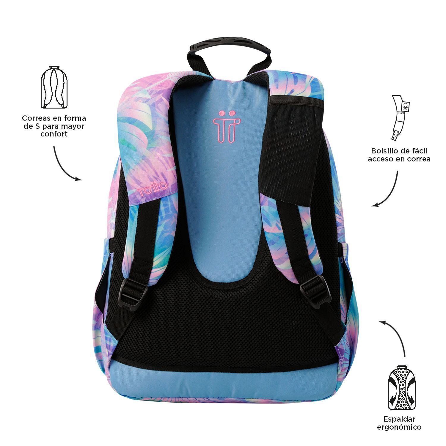 Mochila Escolar para Niña Notebook 14" Acuarela Azul Totto-3