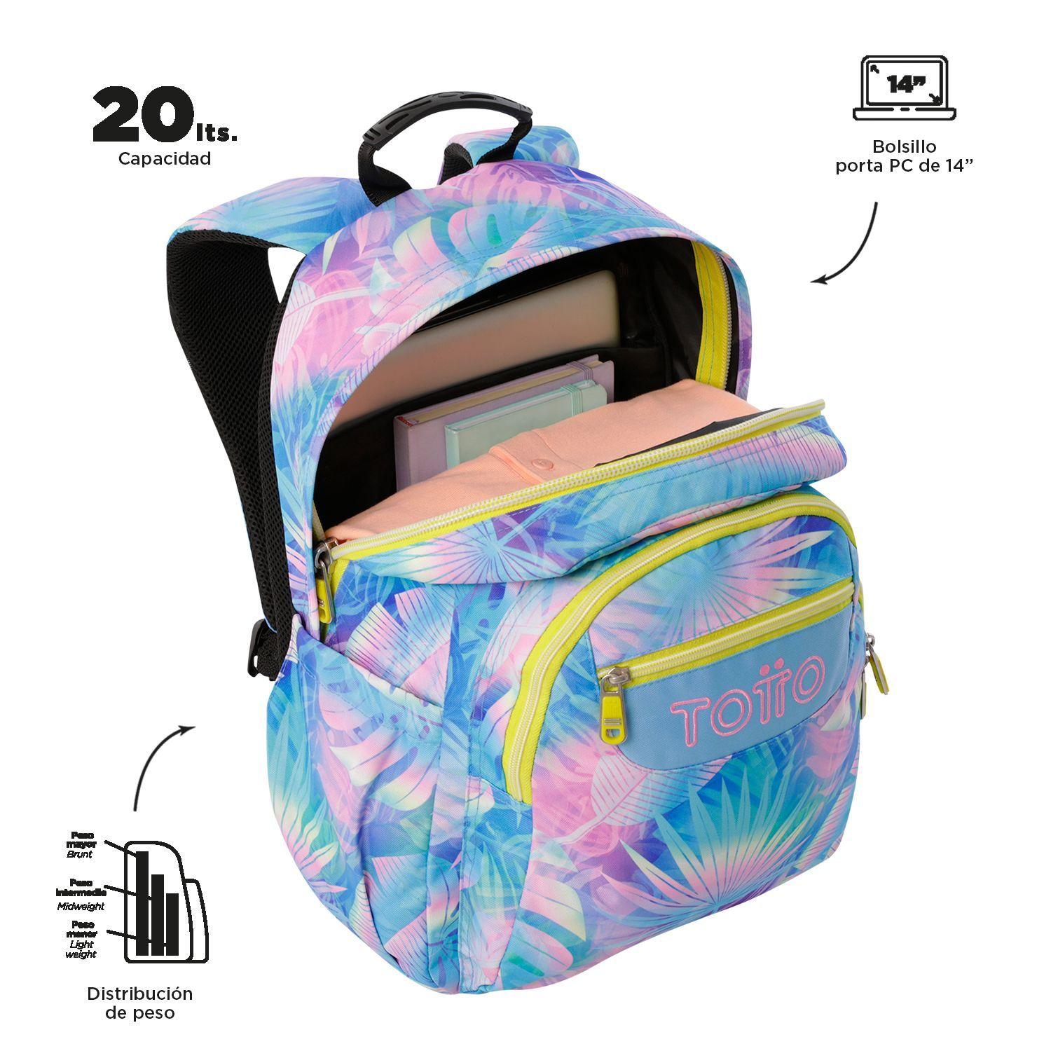 Mochila Escolar para Niña Notebook 14" Acuarela Azul Totto-4