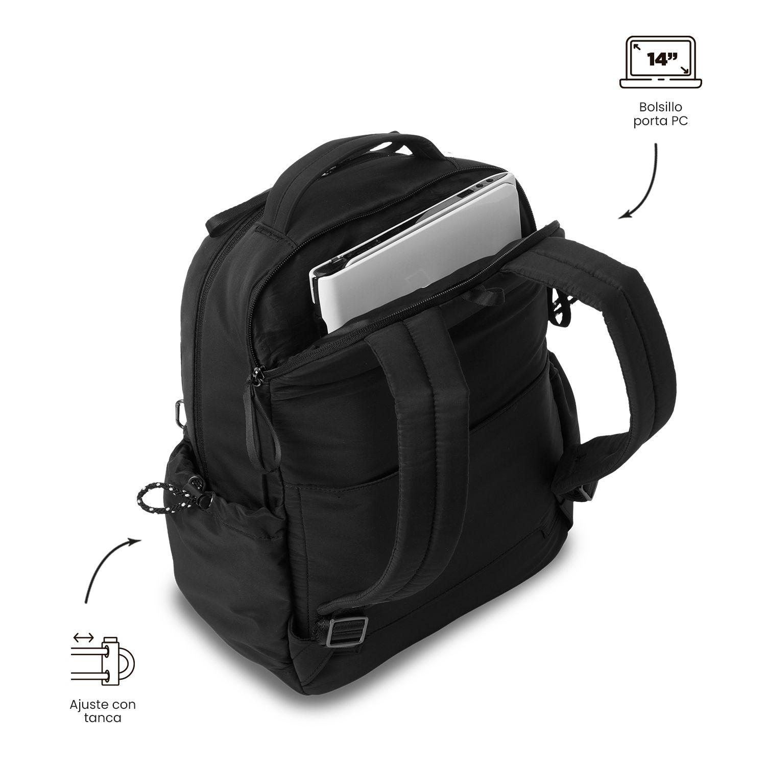 Mochila Universitario Praga Porta PC 14" Negro Mujer-4