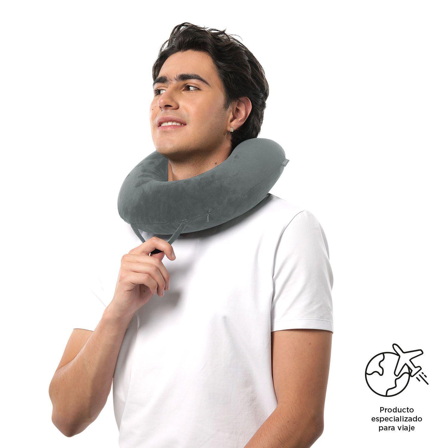 Almohada Cuello de Viaje Memory Foam Jet Pillow Gris Totto-0